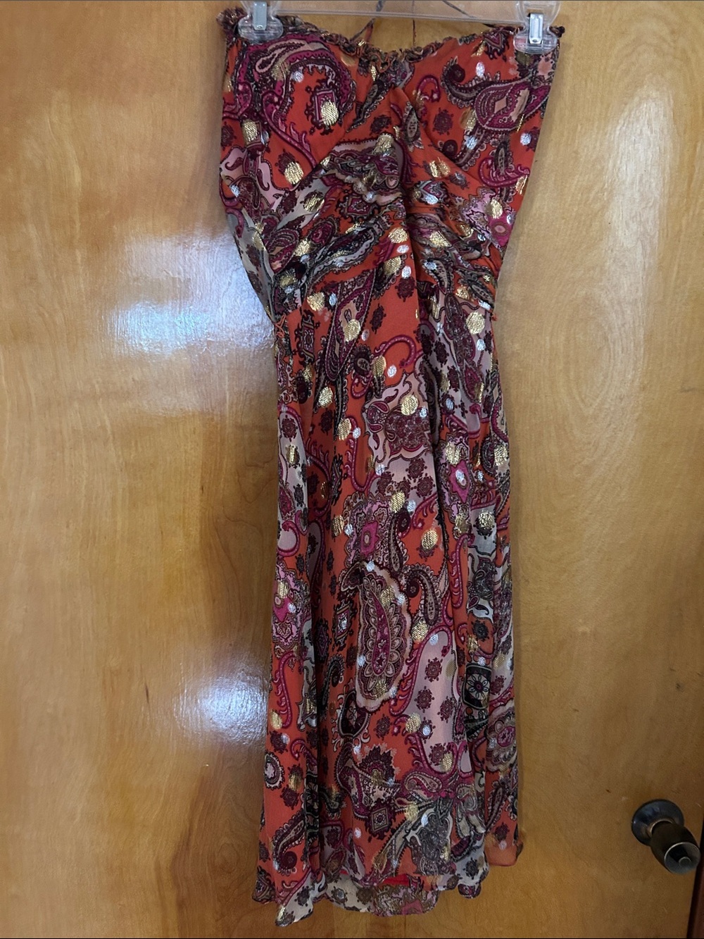 Muse Spaghetti Strap Midi Dress in Orange and Pink Paisley